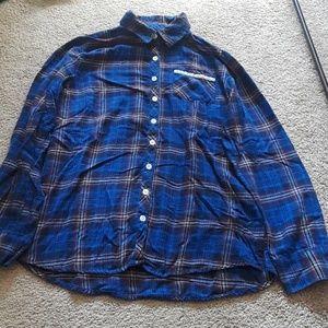 Blue girls flannel/plaid shirt